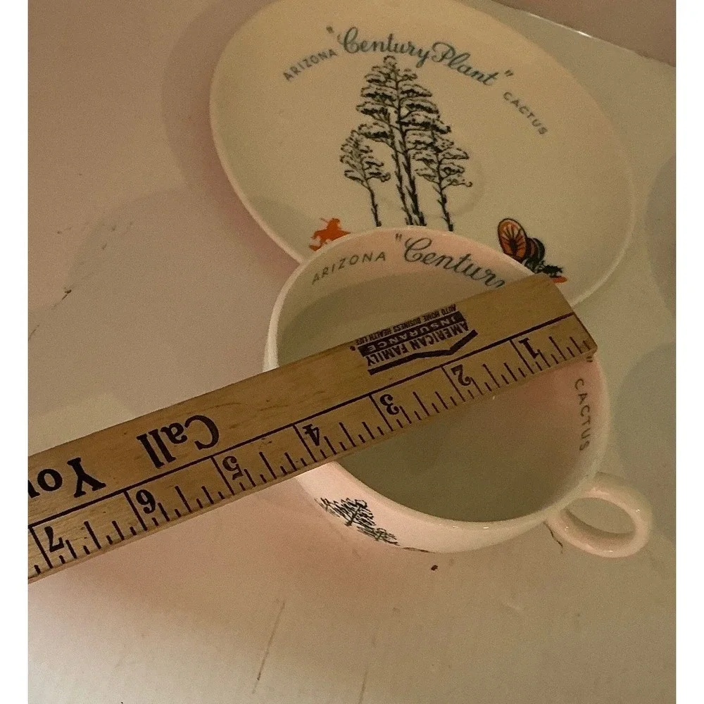 Universal Potteries Vintage Arizona Cactus Tea Cup Saucer Set Century Yucca NWT